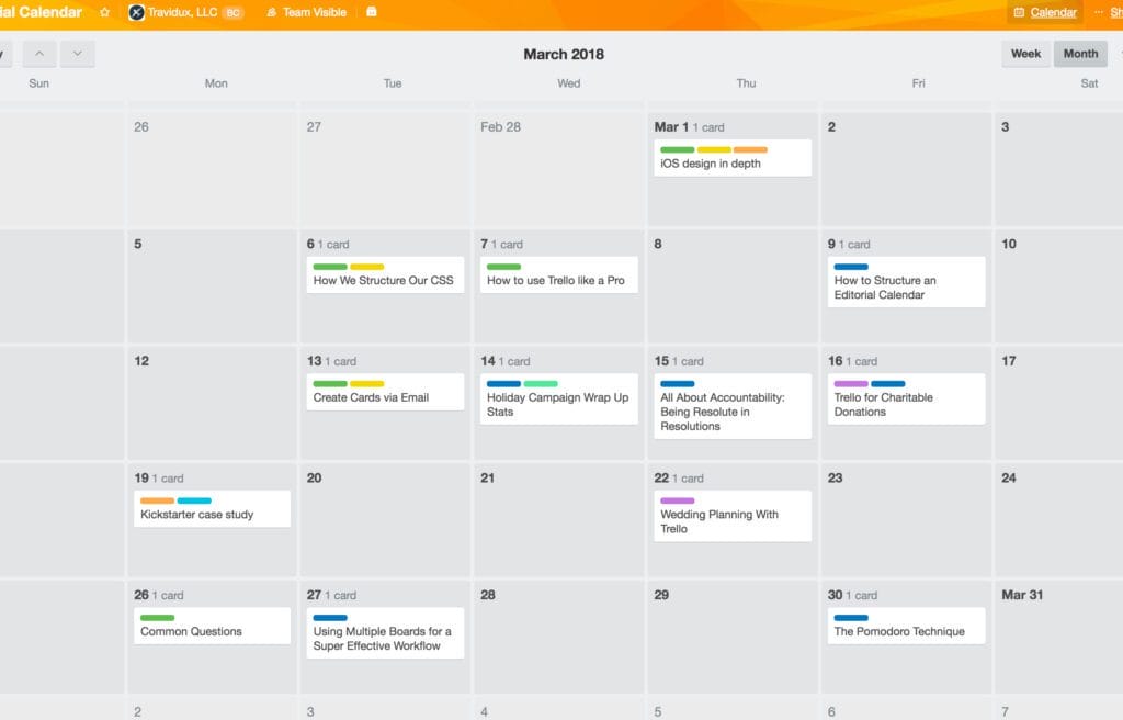 Trello calendar